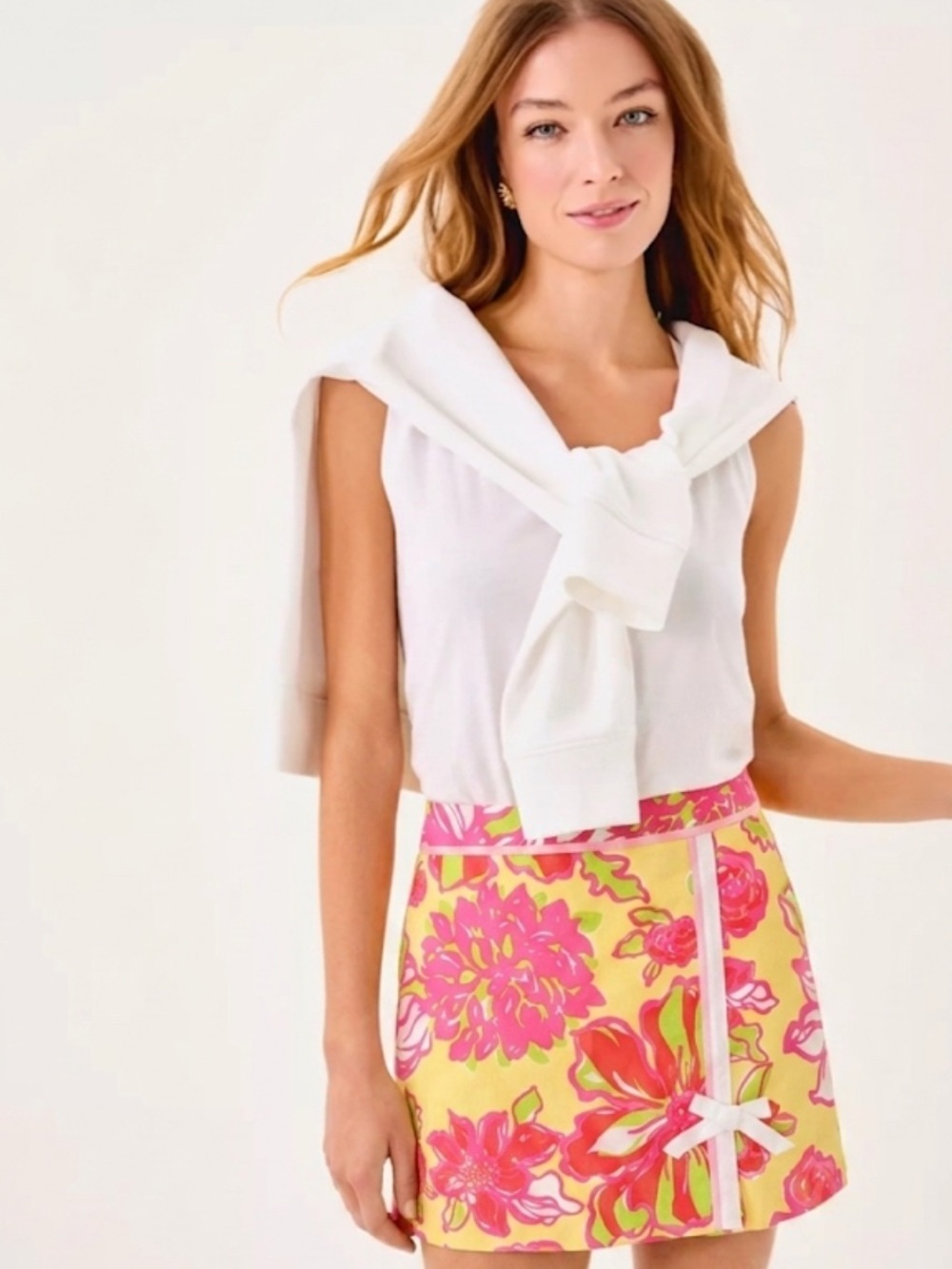 Lilly Pulitzer Floral Mini Skort in Pink, Yellow, Green Crazy Cat size 4